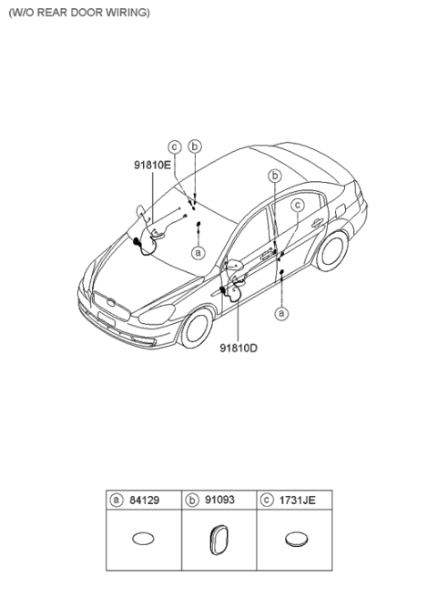 2006 Hyundai Accent Wiring Assembly-Front Door(Passenger) Diagram for 91610-1E181