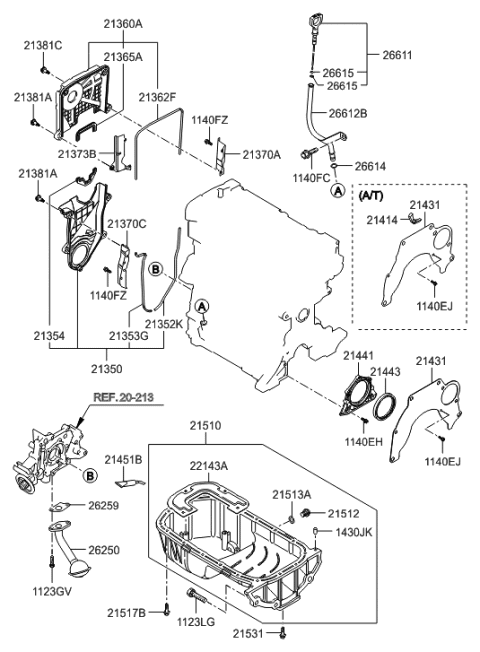 2006 Hyundai Accent Belt Cover & Oil Pan Diagram