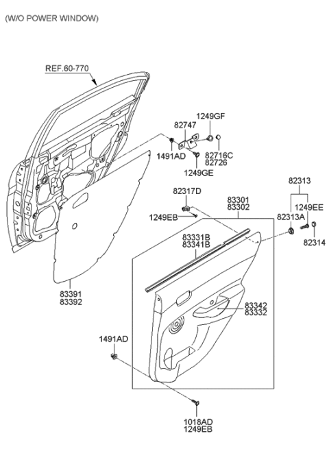 2007 Hyundai Accent Rear Door Trim Diagram 1