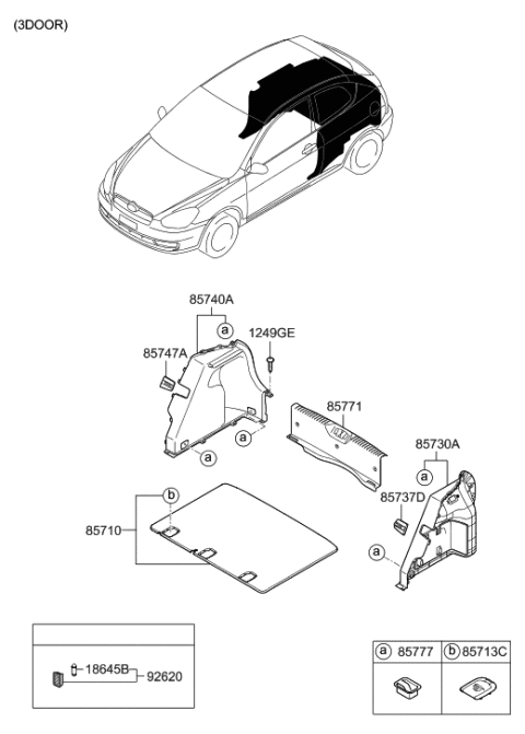 2009 Hyundai Accent Cover Assembly-Luggage Side,RH Diagram for 85745-1E500-WK