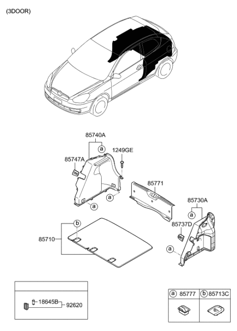 2006 Hyundai Accent New Body Style (Produced After SEP.04.2006) Luggage Compartment Diagram 2