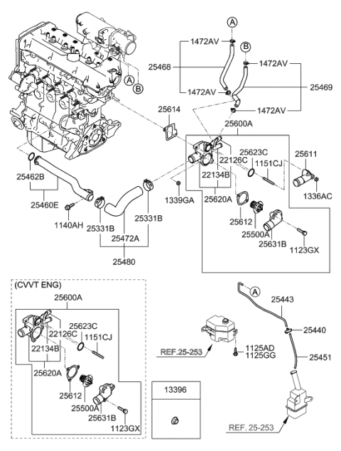 2010 Hyundai Accent Coolant Pipe & Hose Diagram