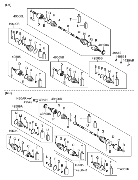 2011 Hyundai Accent Shaft Assembly-Drive,LH Diagram for 49500-1E111