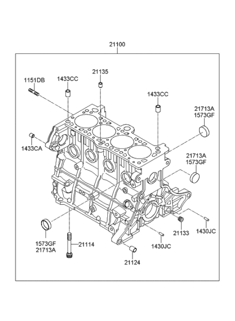 2011 Hyundai Accent Block Assembly-Cylinder Diagram for 21100-26952