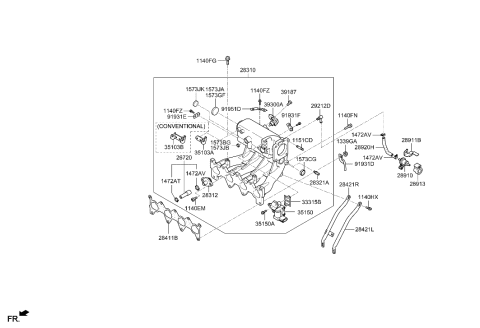 2006 Hyundai Accent New Body Style (Produced After SEP.04.2006) Intake Manifold Diagram 1