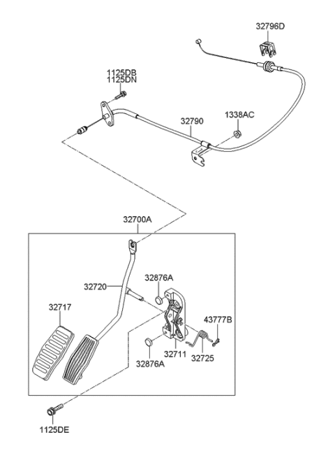 2010 Hyundai Accent Cable Assembly-Accelerator Diagram for 32790-1G000