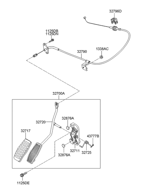 2010 Hyundai Accent Pedal Assembly-Accelerator Diagram for 32700-1G000