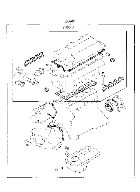 1995 Hyundai Elantra New Body Style Engine Gasket Kit Diagram