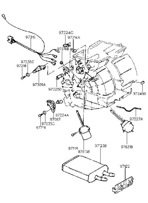 1997 Hyundai Elantra Heater System-Heater Unit (HCC) Diagram