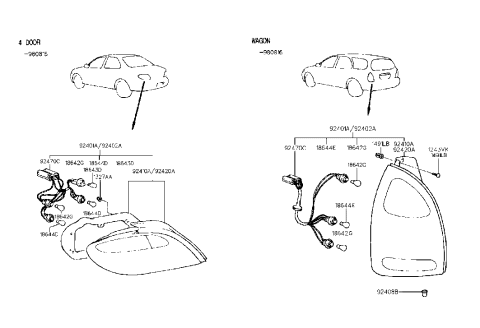 2000 Hyundai Elantra Lamp Assembly-Rear Combination,LH Diagram for 92401-29600