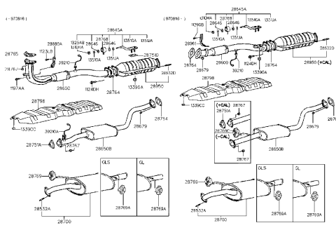 1995 Hyundai Elantra Tail With Muffler Pipe Diagram for 28700-29880