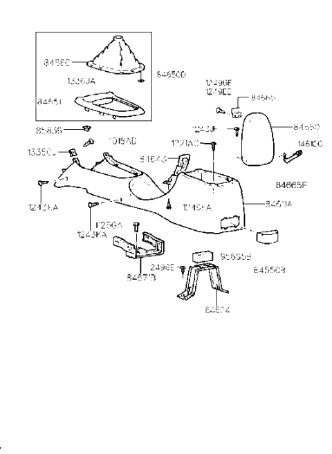 1998 Hyundai Elantra Console-Floor Diagram for 84610-29000-LG