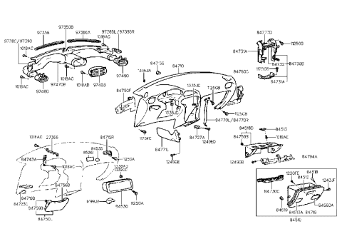 1996 Hyundai Elantra Hinge Assembly-Glove Box Housing Diagram for 84520-29000