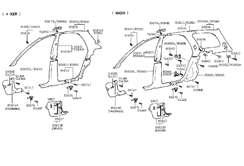 1998 Hyundai Elantra Trim Assembly-Cowl Side LH Diagram for 85801-29101-FK