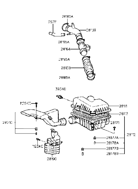 1996 Hyundai Elantra Sensor Assembly-Air Flow Diagram for 28164-23010