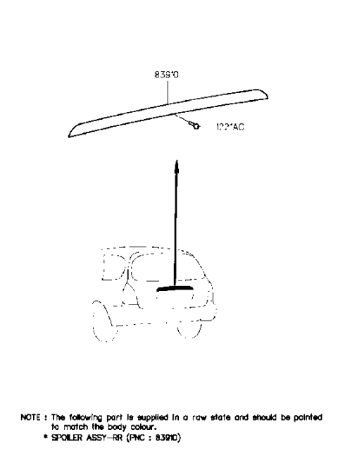 1999 Hyundai Elantra Tail Gate Garnish Diagram