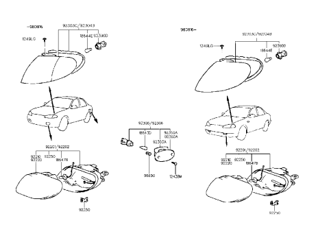 2009 Hyundai Sonata Front Passenger Side Fog Light Assembly Diagram for 92202-29000