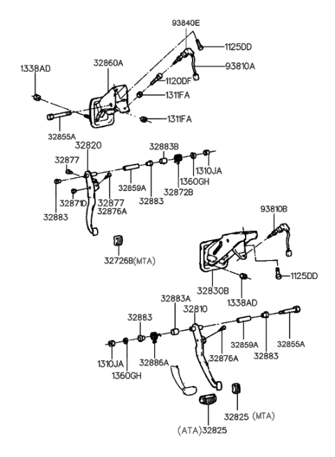 1995 Hyundai Elantra Member-Pedal Support Diagram for 32830-29000