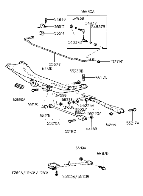 1996 Hyundai Elantra Bracket-Rear Stabilizer Diagram for 55514-29010