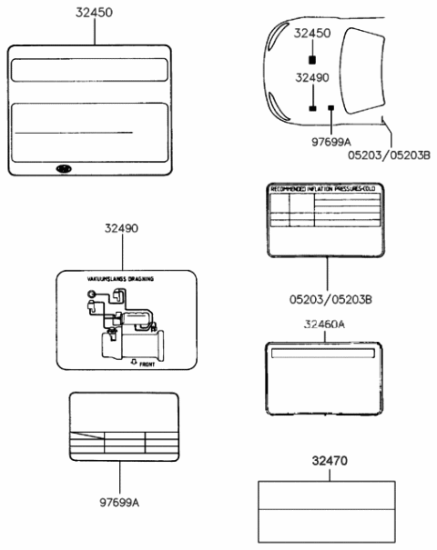 1995 Hyundai Elantra New Body Style Label Diagram