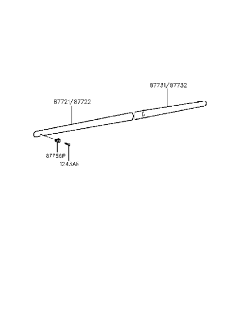 1995 Hyundai Elantra Moulding Assembly-Rear Door Waist Line,RH Diagram for 87722-29510