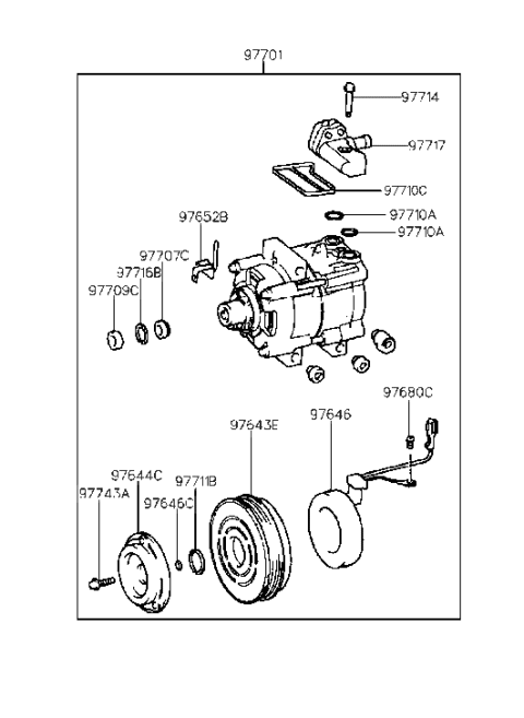 1996 Hyundai Elantra A/C System-Compressor(HCC) Diagram