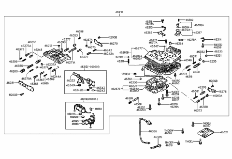 1995 Hyundai Elantra Valve-Automatic TRANSAXLE Upper Valve BODAY Shift Control Diagram for 46372-37000