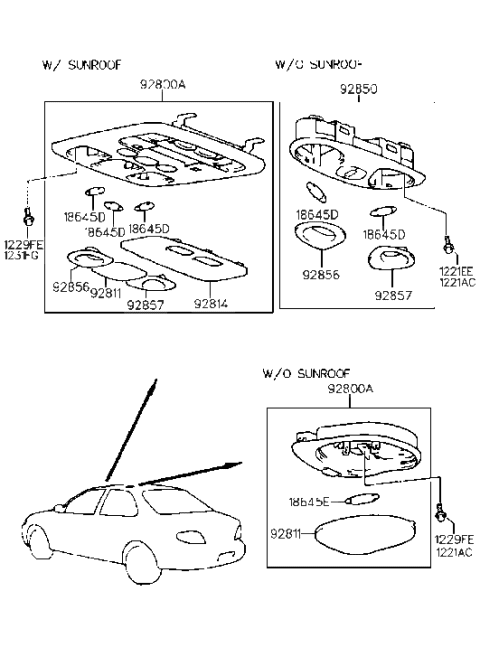 2000 Hyundai Elantra Shade Assembly-Map LH Diagram for 92856-29100-IA