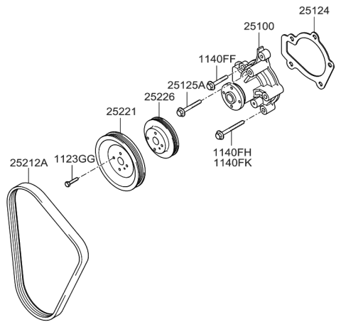 2000 Hyundai Elantra Coolant Pump Diagram