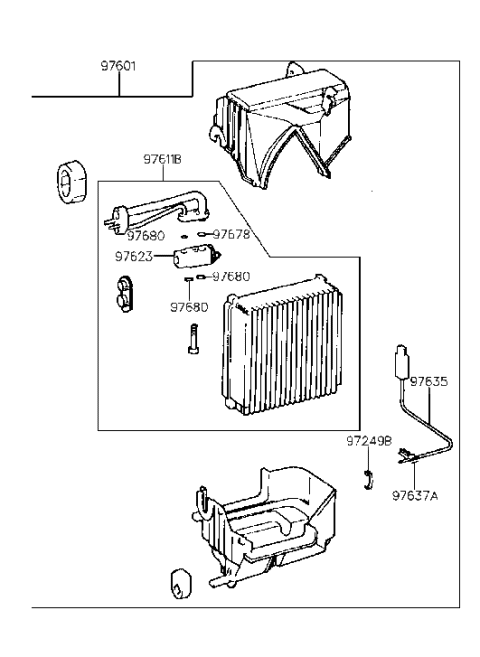 1996 Hyundai Elantra A/C System-Evaporator(HCC) Diagram