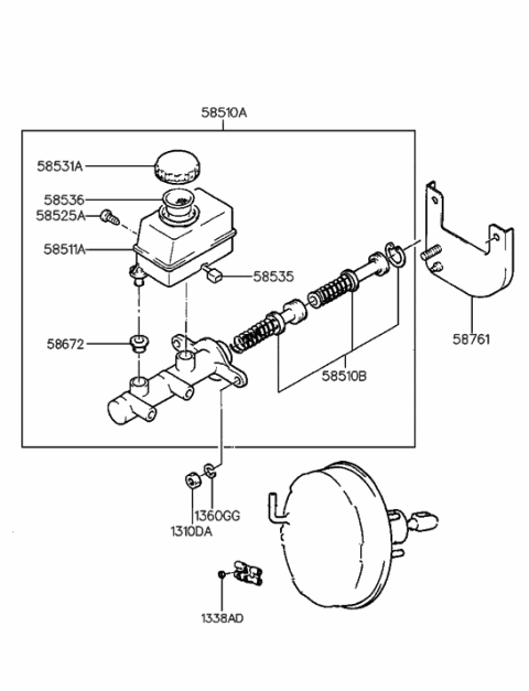 1999 Hyundai Elantra Brake Master Cylinder Diagram