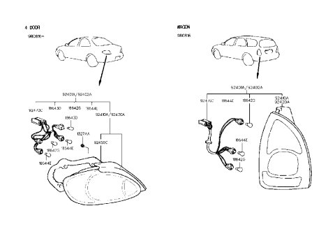 1999 Hyundai Elantra Rear Combination Lamp Diagram 2