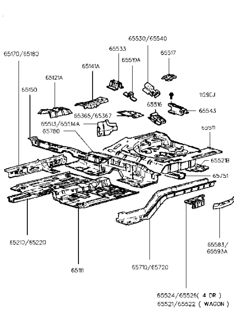 1995 Hyundai Elantra Reinforcement Assembly-Rear Jack Up Diagram for 65521-29010