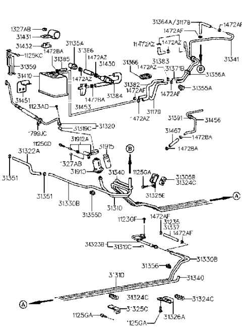 1995 Hyundai Elantra New Body Style Fuel Line Diagram