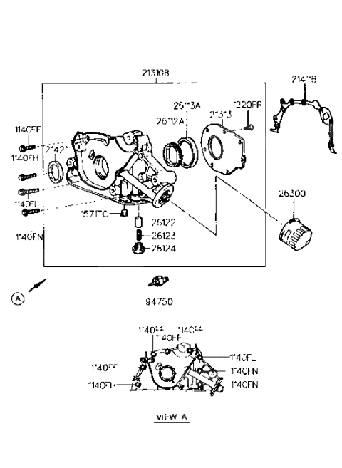 2000 Hyundai Elantra Case-Front Diagram