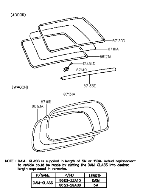 1998 Hyundai Elantra Moulding-Rear Window Diagram for 87131-29000