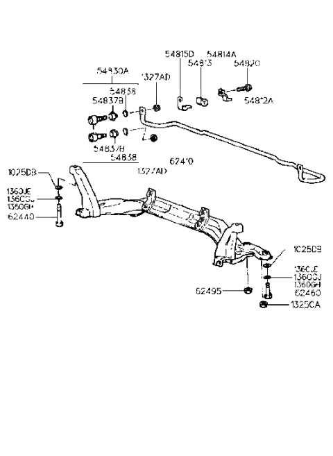 1999 Hyundai Elantra Front Stabilizer & Crossmember Diagram