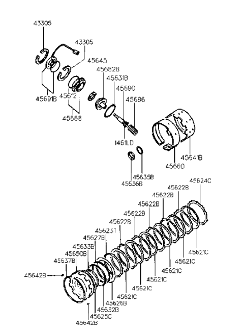 1995 Hyundai Elantra New Body Style Transaxle Brake-Auto Diagram