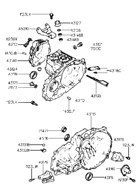 1995 Hyundai Elantra Transaxle Case (MTA) Diagram