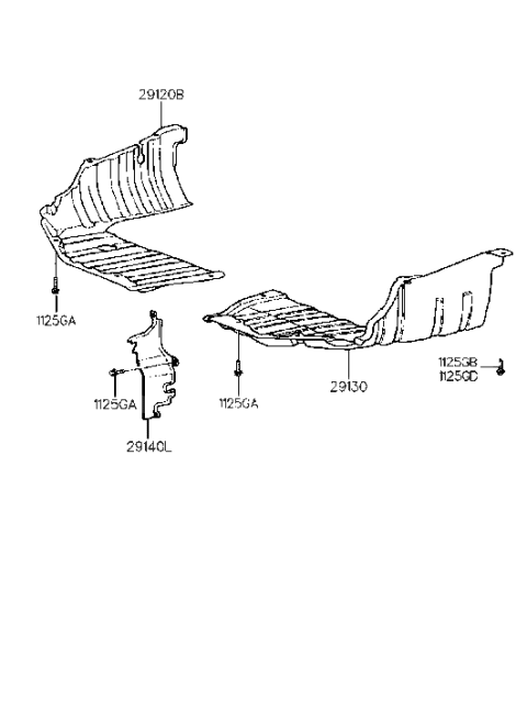 1998 Hyundai Elantra Cover-Engine Under,LH Diagram for 29130-29000