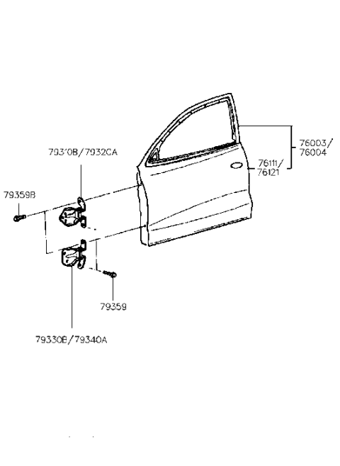 2005 Hyundai Sonata Hinge Assembly-Door Lower,LH Diagram for 79330-29000