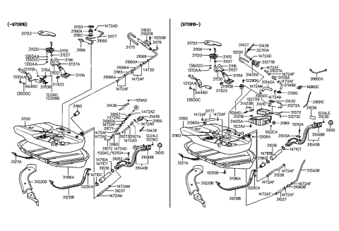 1997 Hyundai Elantra Grommet Diagram for 31132-29980