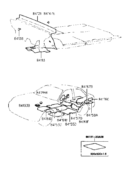 1999 Hyundai Elantra Isolation Pad & Floor Covering Diagram