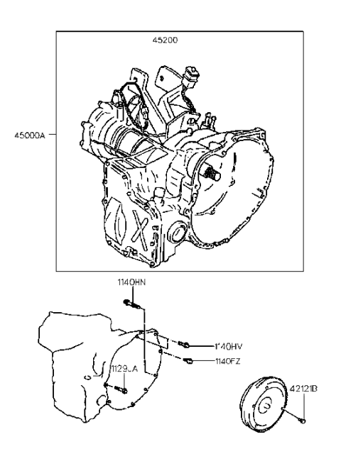 1995 Hyundai Elantra New Body Style Transaxle Assy-Auto Diagram