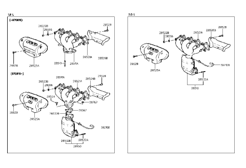 1995 Hyundai Elantra Exhaust Manifold (Beta Engine) Diagram