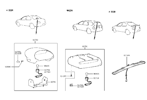 1996 Hyundai Elantra Cover-High Mounted Stop Lamp Mounting Hole,LH Diagram for 92757-29600-LG