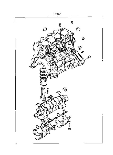 1996 Hyundai Elantra Short Engine Assy Diagram
