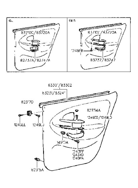 2000 Hyundai Elantra Handle-Door Pull,LH Diagram for 83731-29010-LT