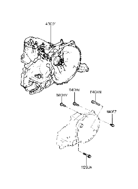 1995 Hyundai Elantra Transmission Assembly-Manual Diagram for 43000-28022