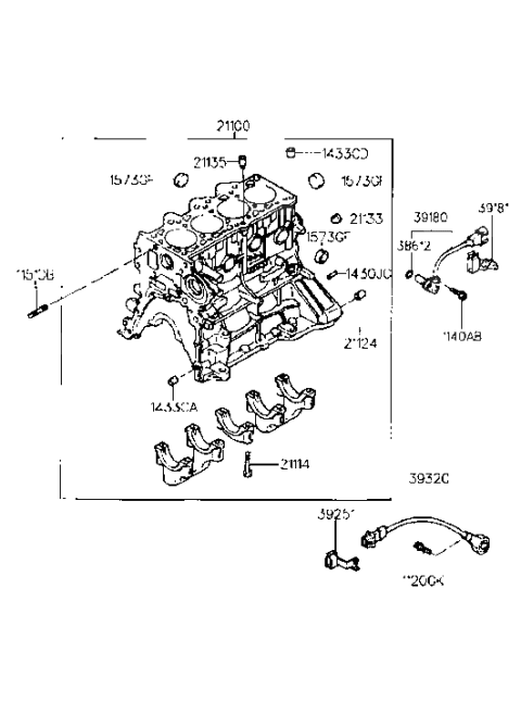 1995 Hyundai Elantra Block Assembly-Cylinder Diagram for 21100-23A00